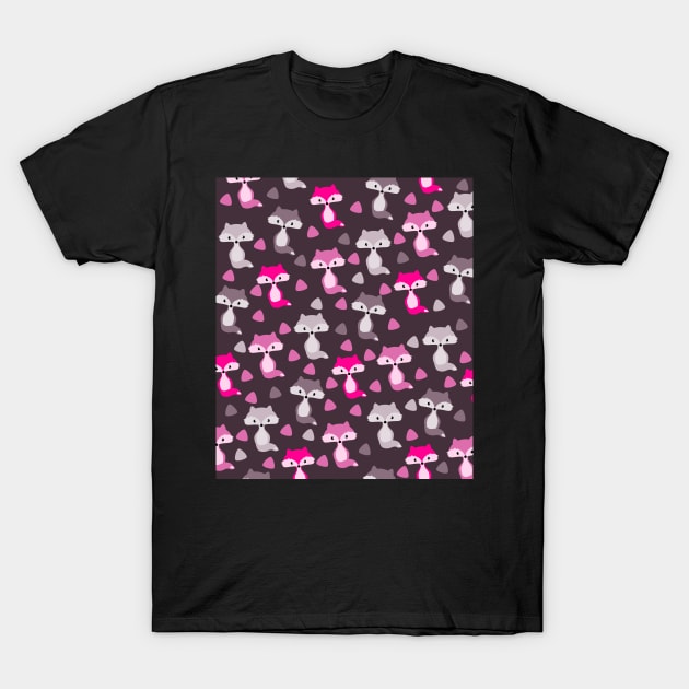 Cute foxes in pink and grey T-Shirt by cocodes